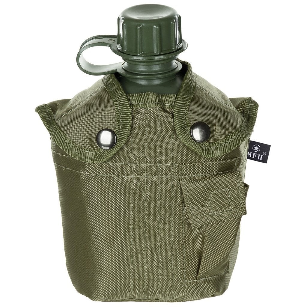US fältflaska med fodral (OD green)