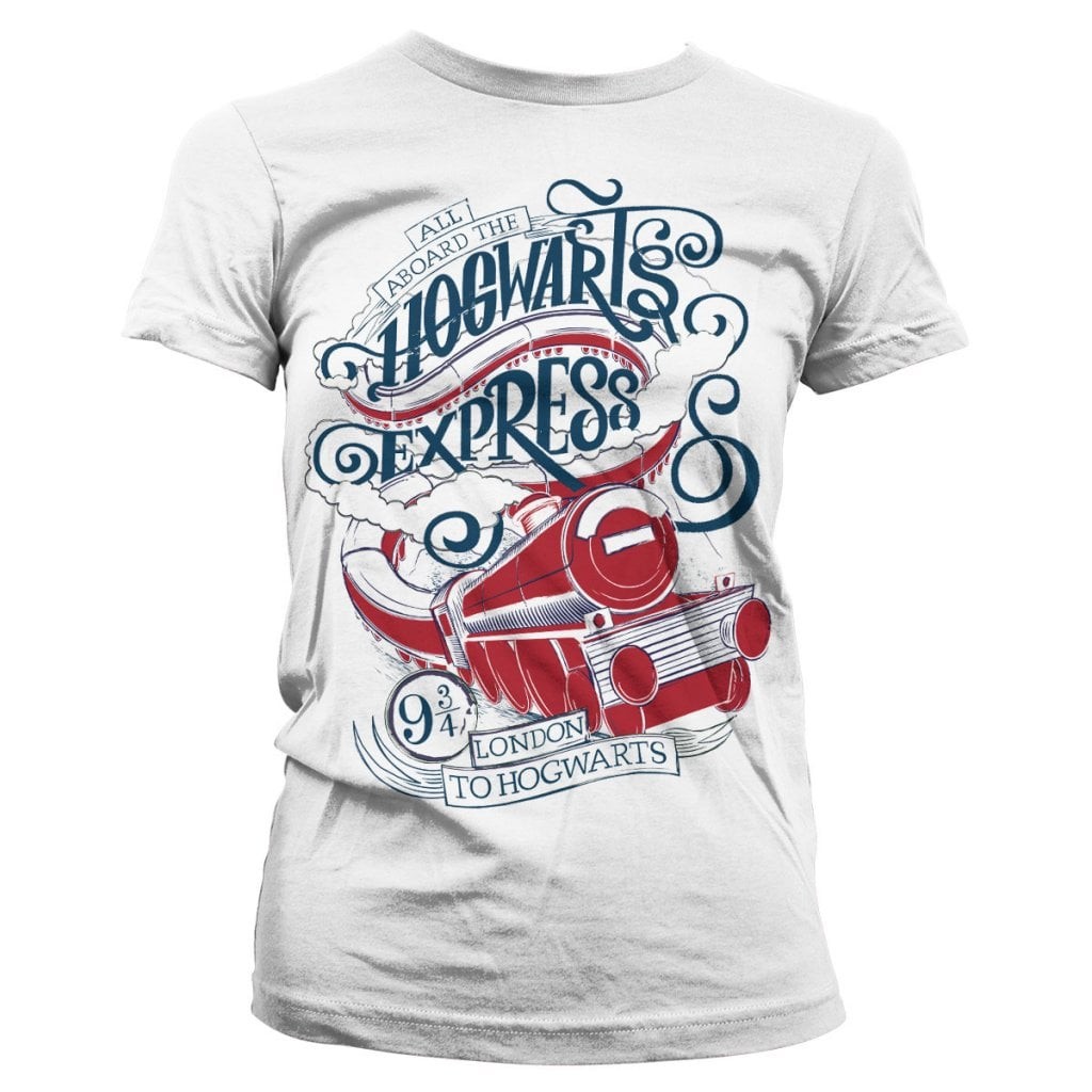 All Aboard The Hogwarts Express Girly Tee (S White)