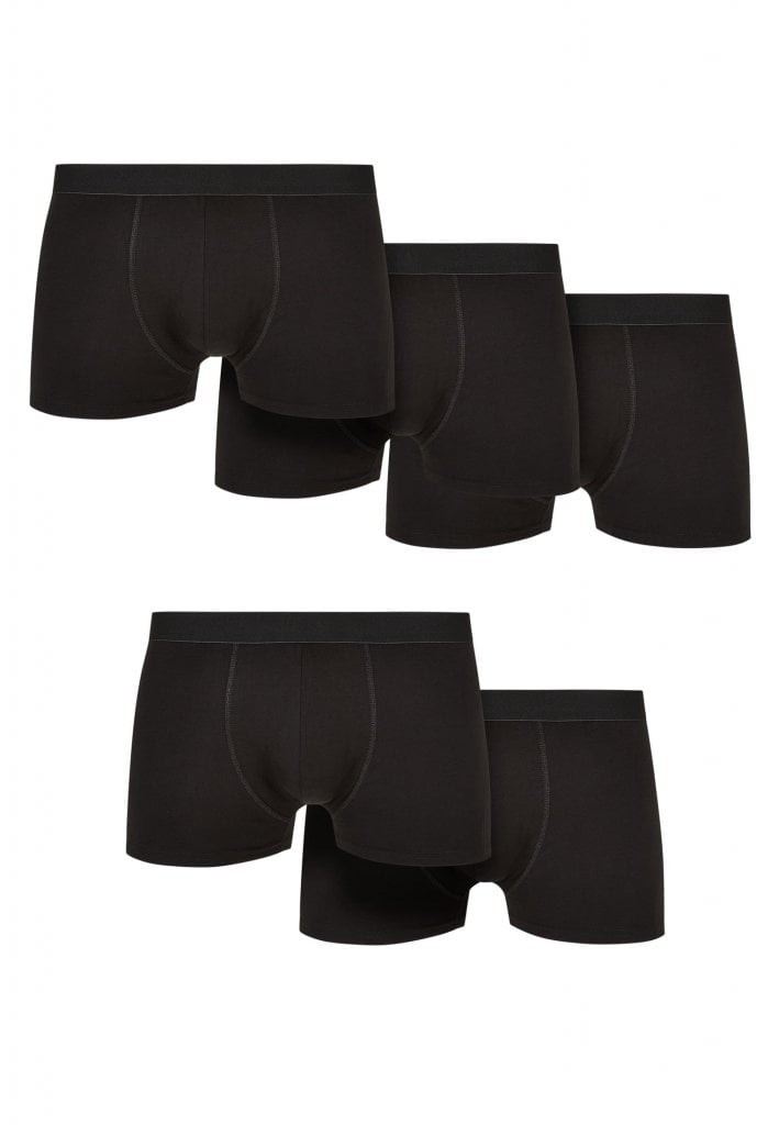 Solid Organic Cotton Boxer Shorts 5-Pack (black+black+black+black+black XXL)