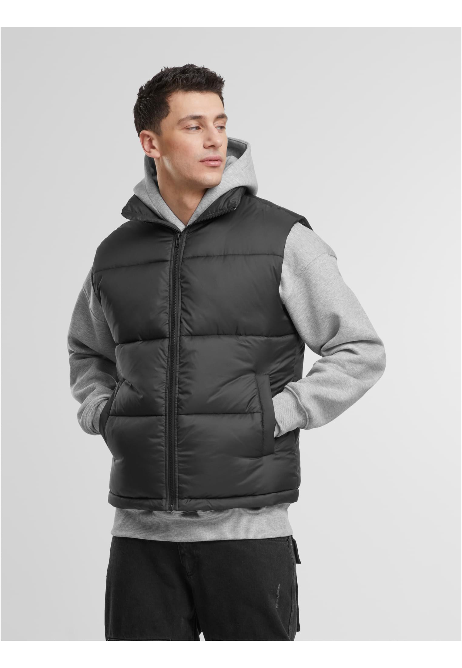 Puffig design, två fickor, grå huva Basic Puffer Vest västt för herr – cloudgrey (3XL cloudgrey)