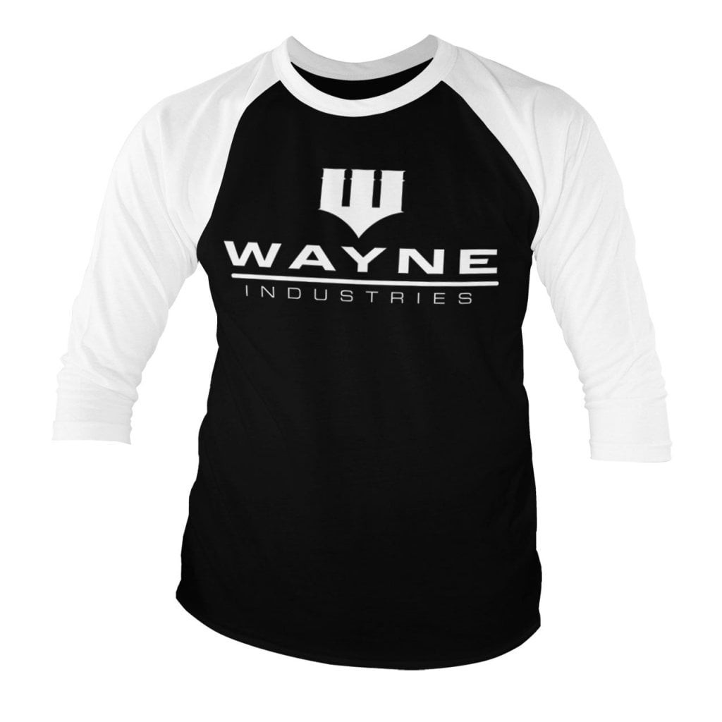 Batman - Wayne Industries Logo Baseball 3/4 Sleeve Tee (S WhiteBlack)
