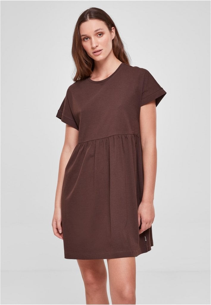 Casual T-shirt klänning med rynkad kjol (4XL brown)