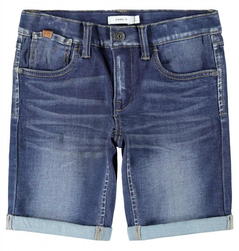 Blå jeansshorts med tvättad look barn (110)