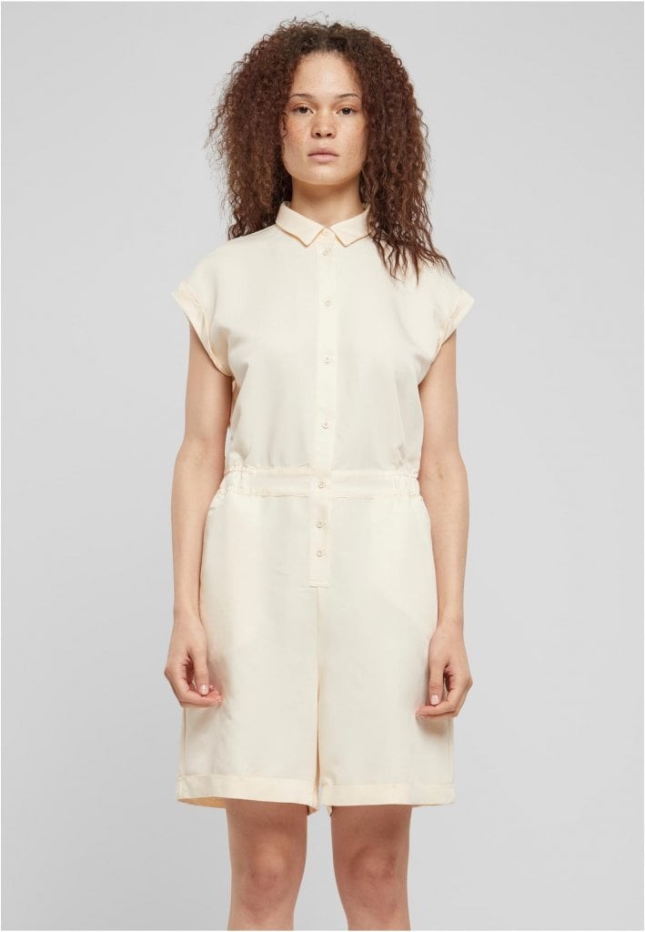Kortärmad jumpsuit med skjortkrage (3XL whitesand)