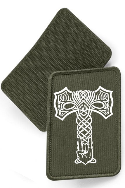 Rocking mjölnir - tygpatch med kardborre (Military green Onesize)