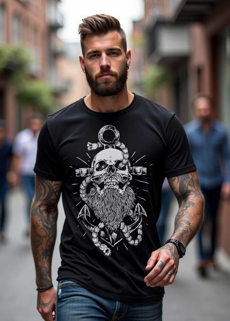 Beard and anchor svart T-shirt (3XL)