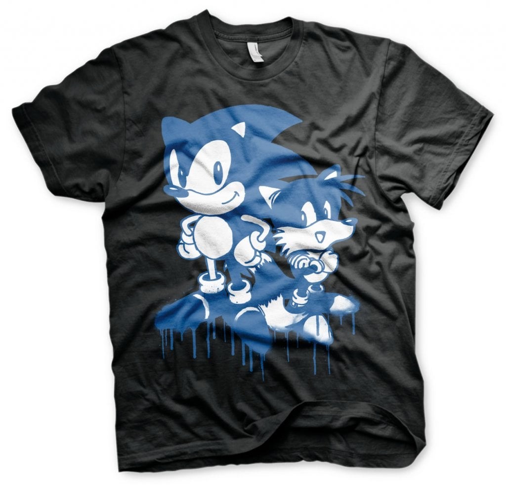 Sonic and Tails Sprayed Tee (Black L)
