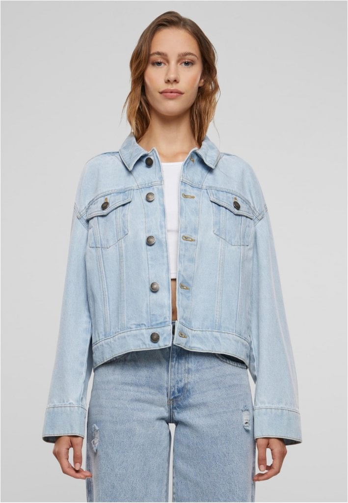 80-tals oversize jeansjacka - dam (3XL new light blue washed)