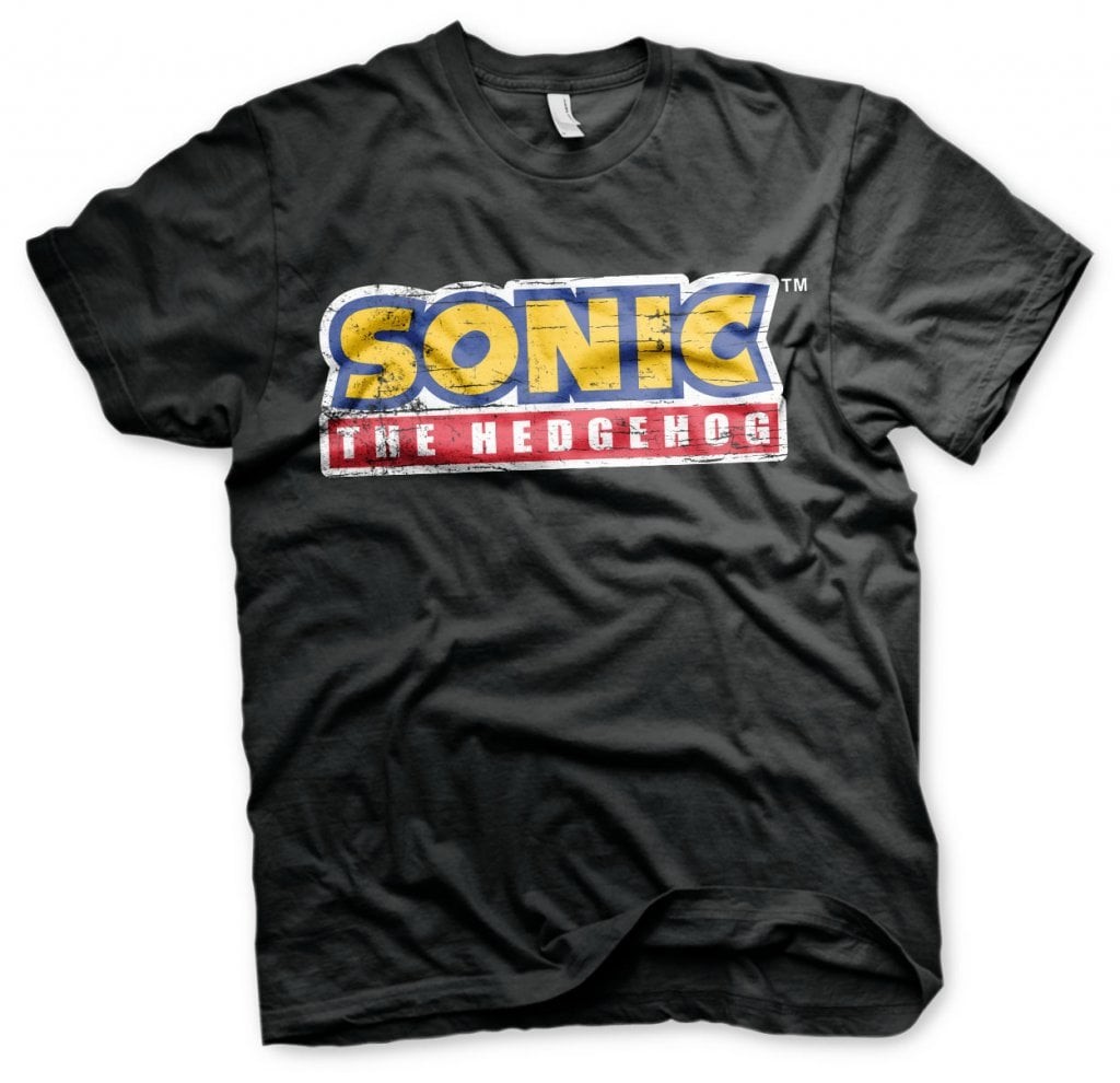 Sonic The Hedgehog Cracked Logo T-Shirt (Black XXL)