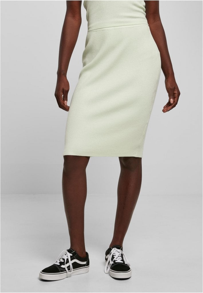 Ribbad midi kjol (4XL lightmint)