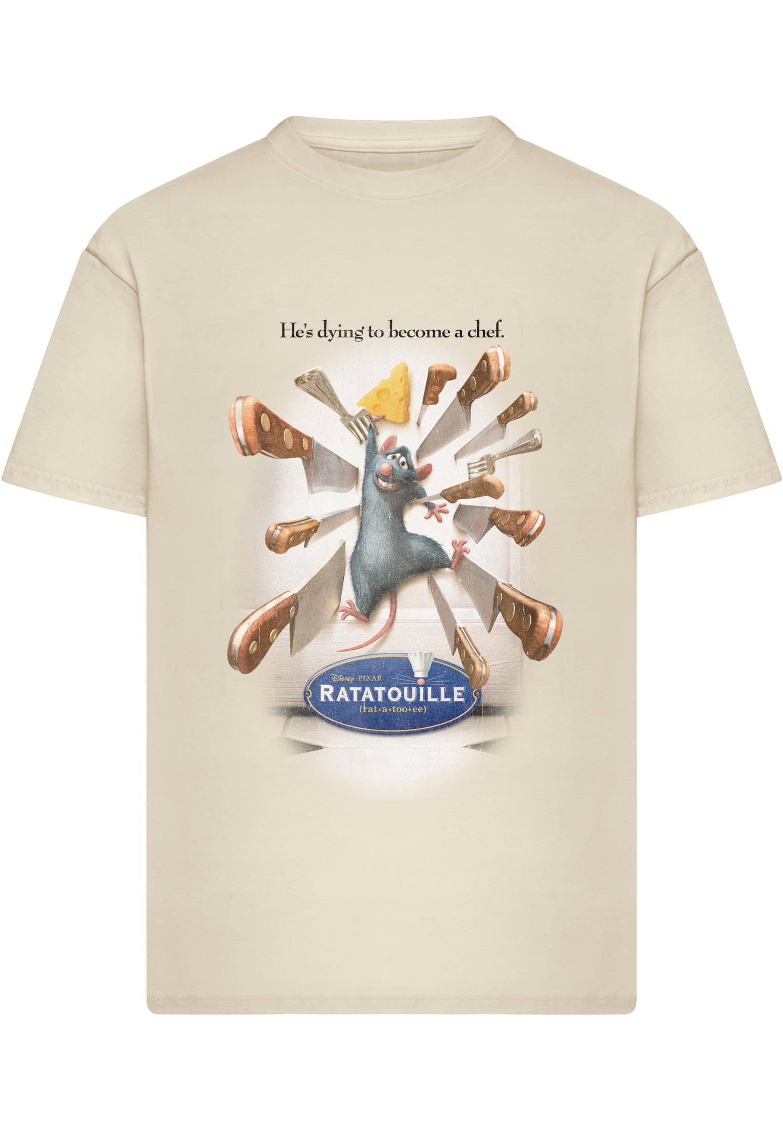 T-shirt för herr i bomullsjersey med – sand (L sand)