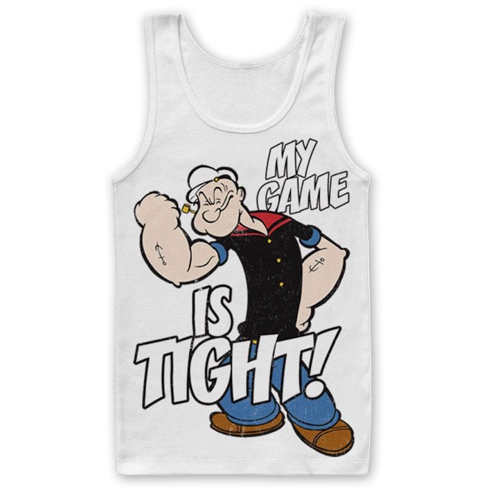 Popeye - Game Is Tight Tank Top (White XL)