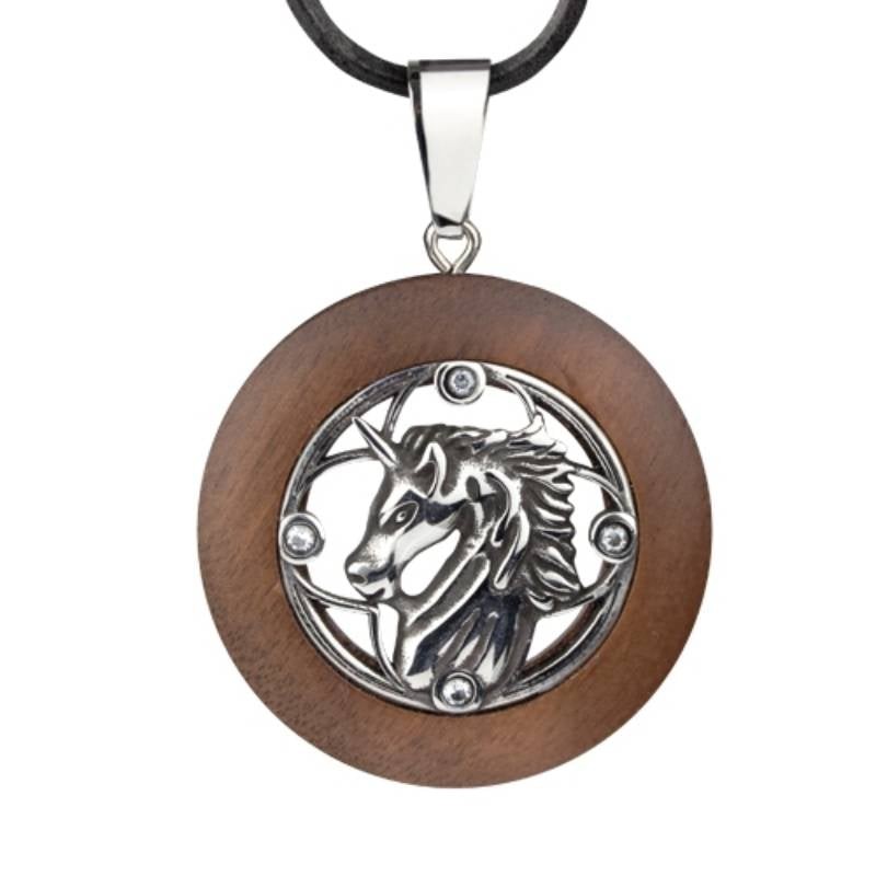 "Unicorn" trähänge halsband