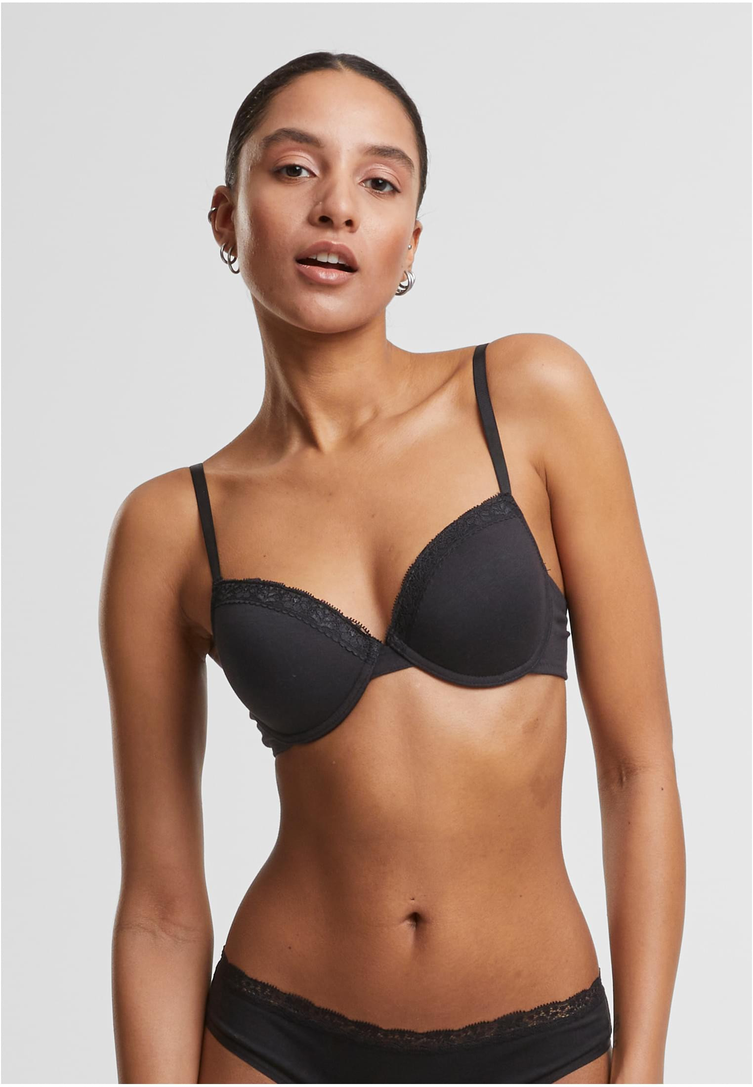 Basic Cotton BH Lace 2-Pack (70A black+black)