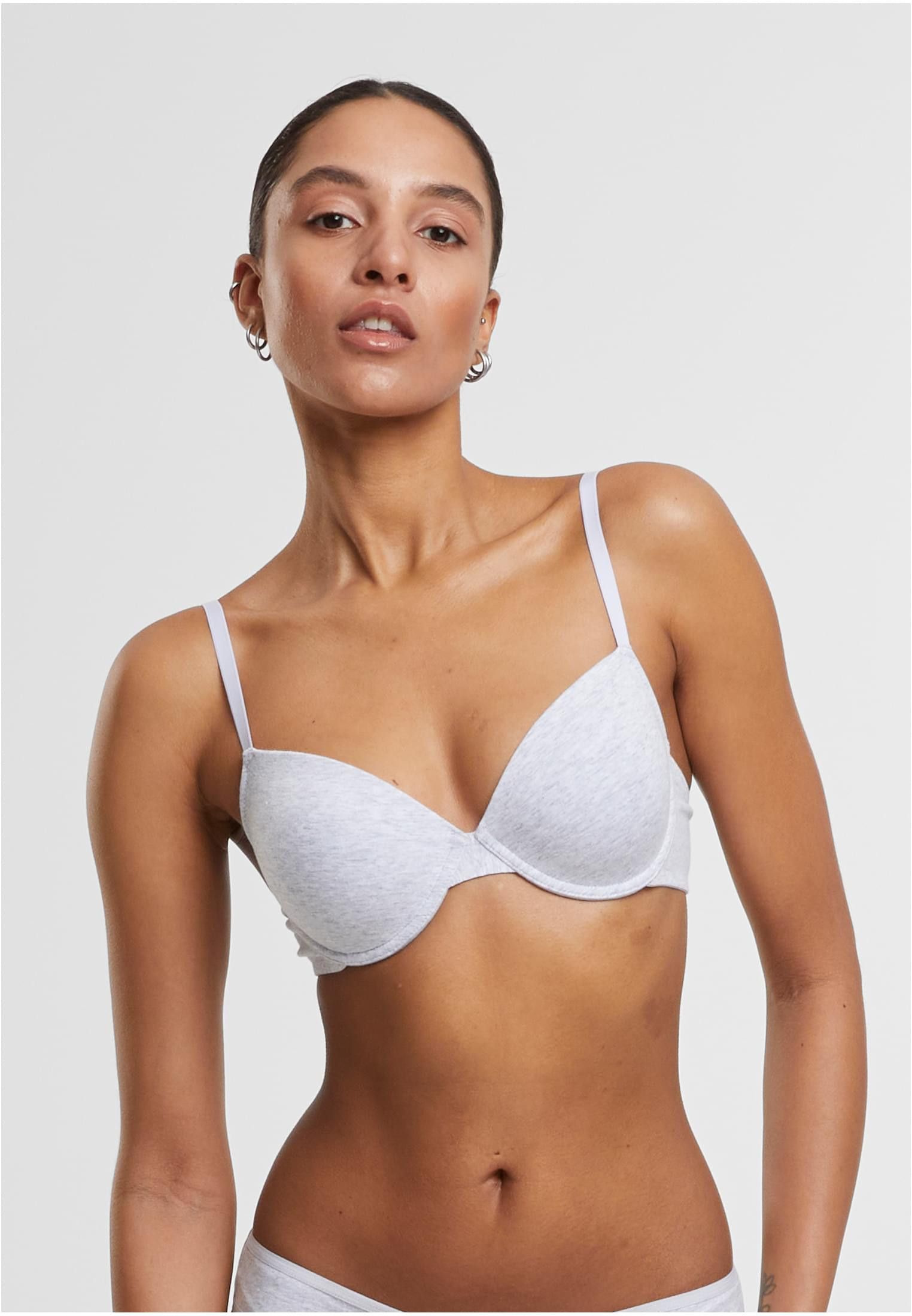 Basic Cotton Bra 2-Pack (80D white+heathergrey)