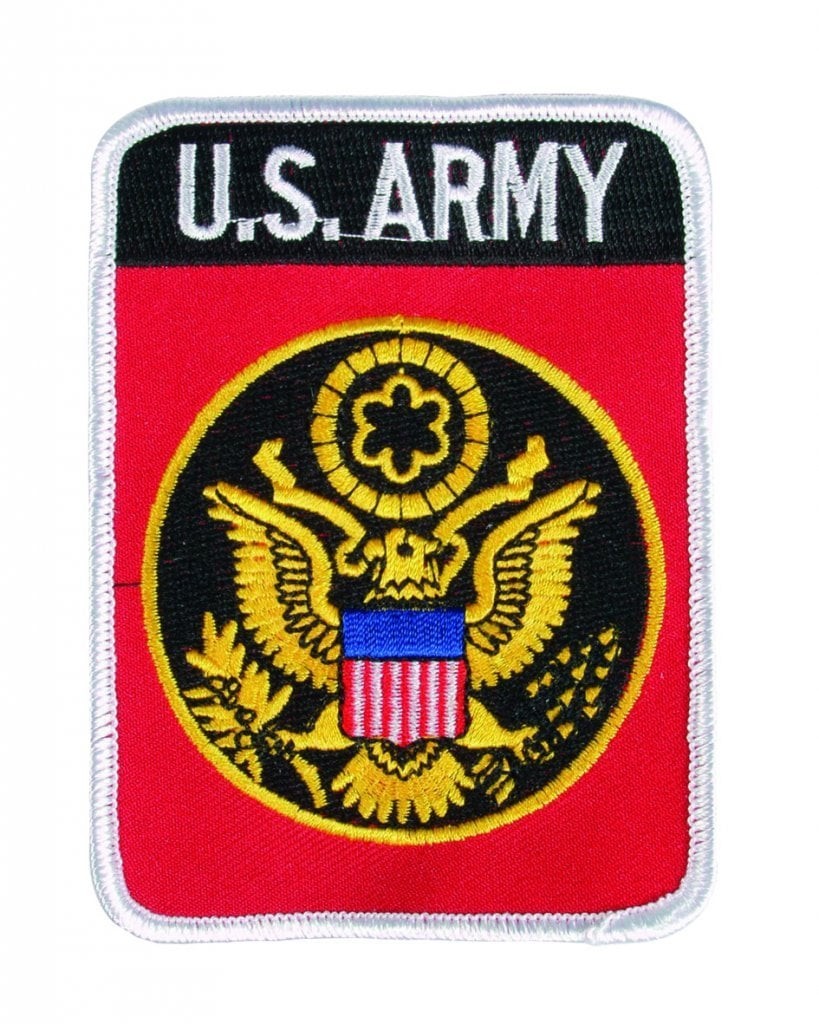 US Army broderad tygpatch med lim för värmemontering