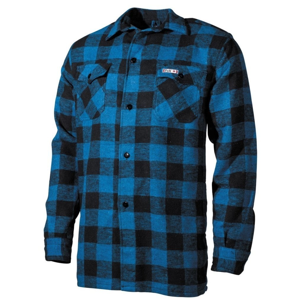 Classic men's checked flannel shirt in blue tones