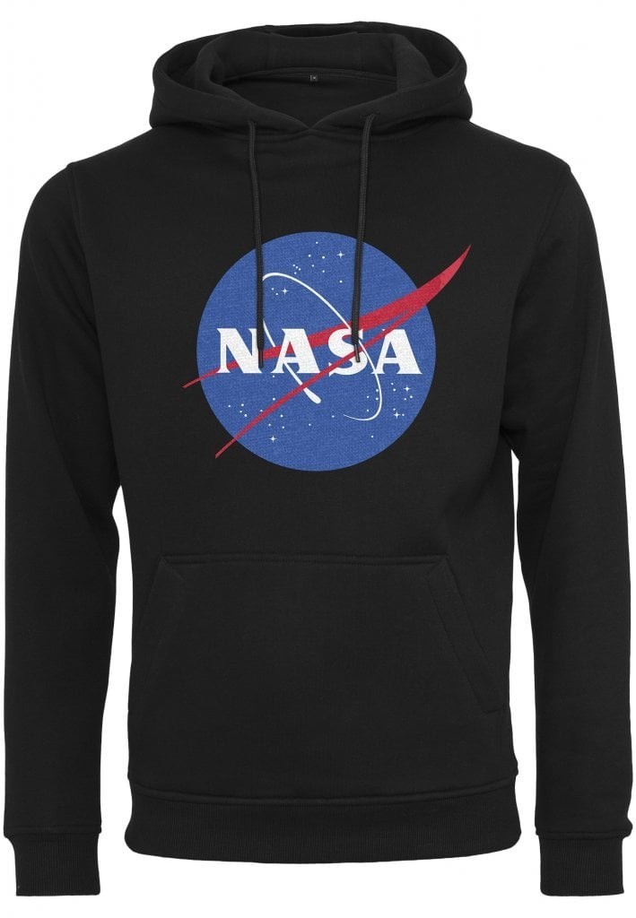 Sort pullover hoodie med print som mellemlag
