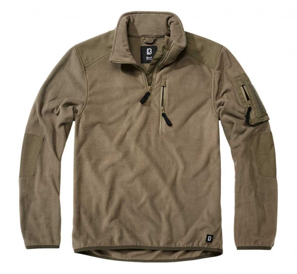 Black fleece troyer with ripstop reinforcements