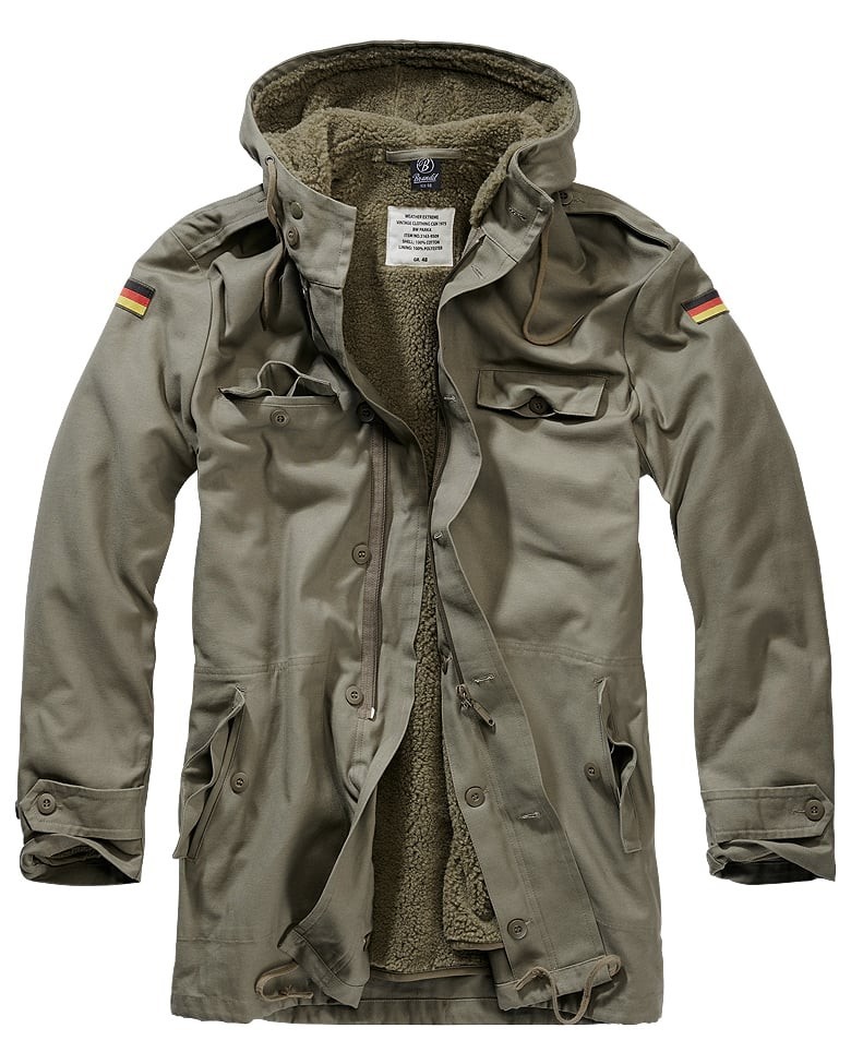 Olive BW parka with teddy lining and long cut