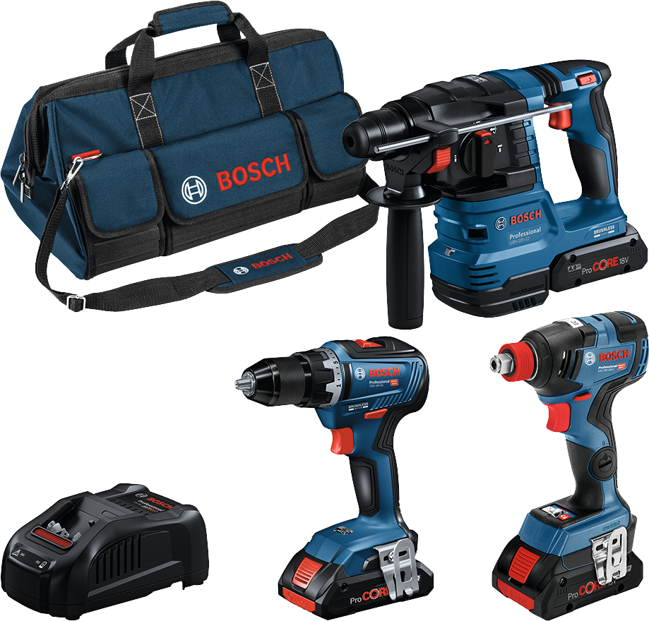 Bosch (GSR/GDX/GBH) Verktygspaket 18V (3x4,0Ah)