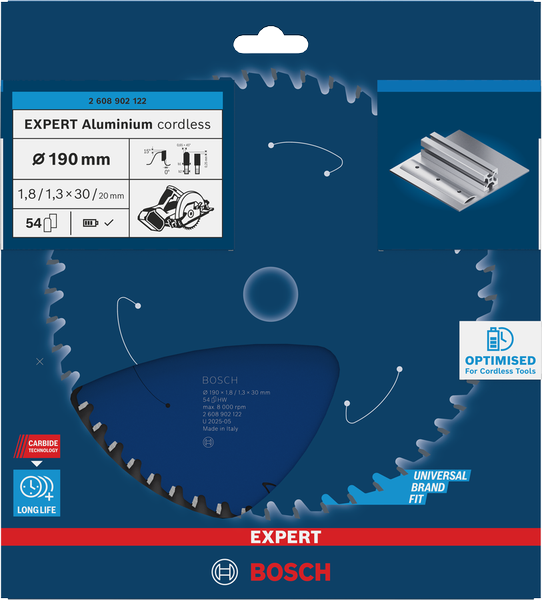 Bosch EXPERT Aluminium Cirkelsågklinga 190x1,8/1,3x30mm 54T