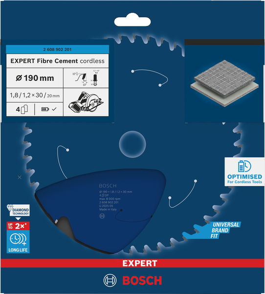 Bosch EXPERT Fibre Cement Cirkelsågklinga 190x1,8/1,2x30mm 4T