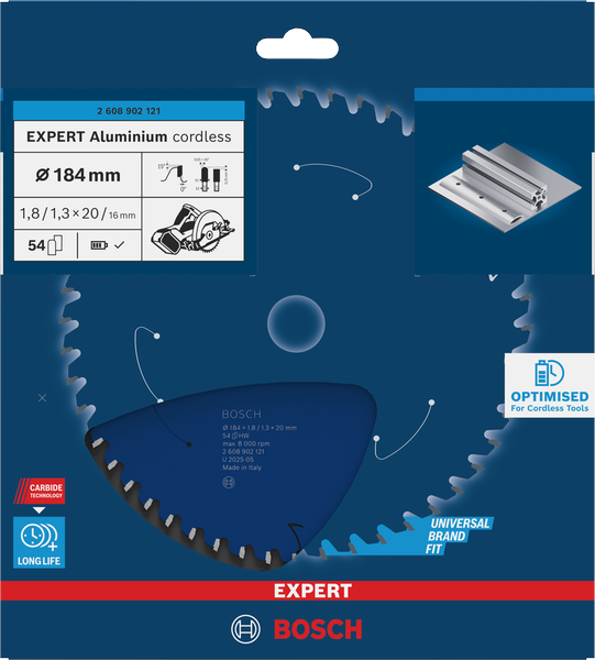 Bosch EXPERT Aluminium Cirkelsågklinga 184x1,8/1,3x20mm 54T