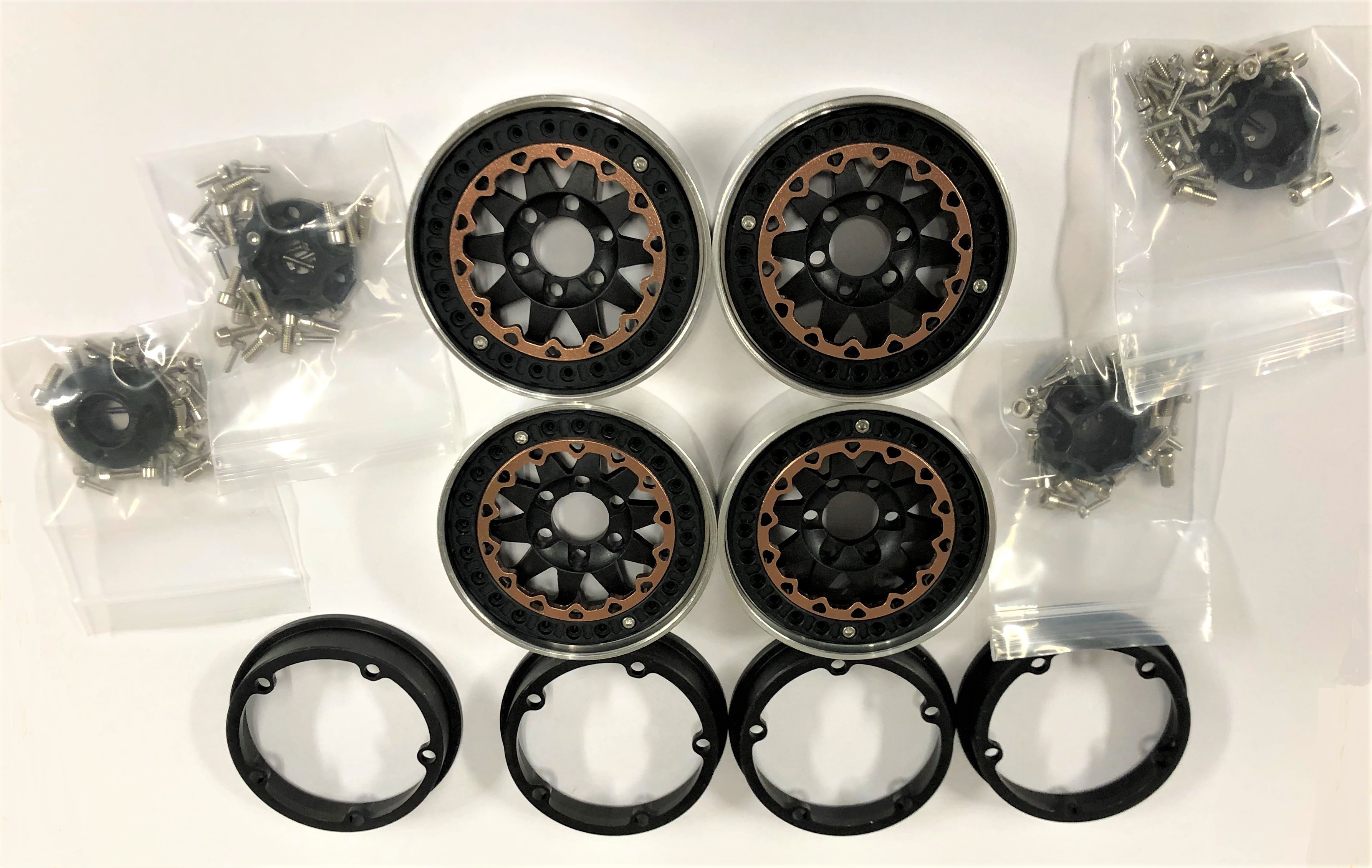 Optiondelar FTX Outback-Kanyon Resque – Fälg Beadlock Aluminium /Svart/Koppar/Silver 1.9" 4 st.