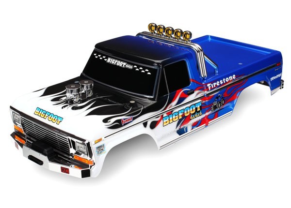 Chassi-mittparti-kaross Traxxas BigFoot – TRX3653 Kaross BigFoot Flames Målad