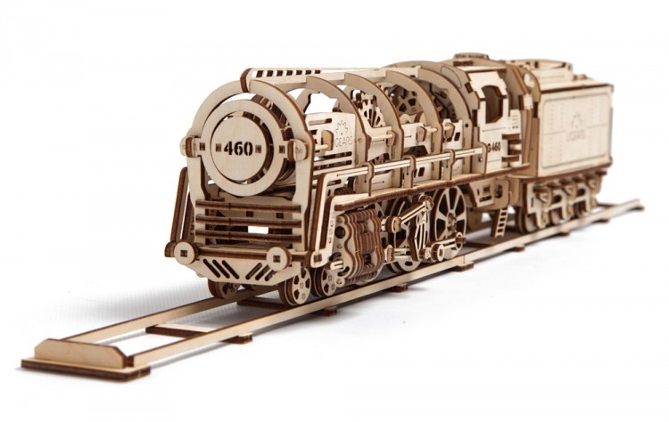 Ugears Byggsatser i Trä – Ugears Steam Locomotiv U-460 Träbyggsats