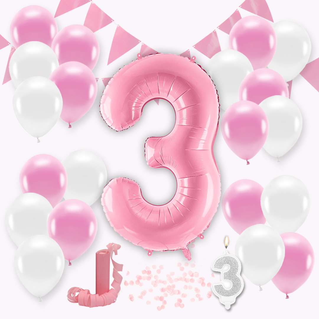 3-års kalas kit, Rosa