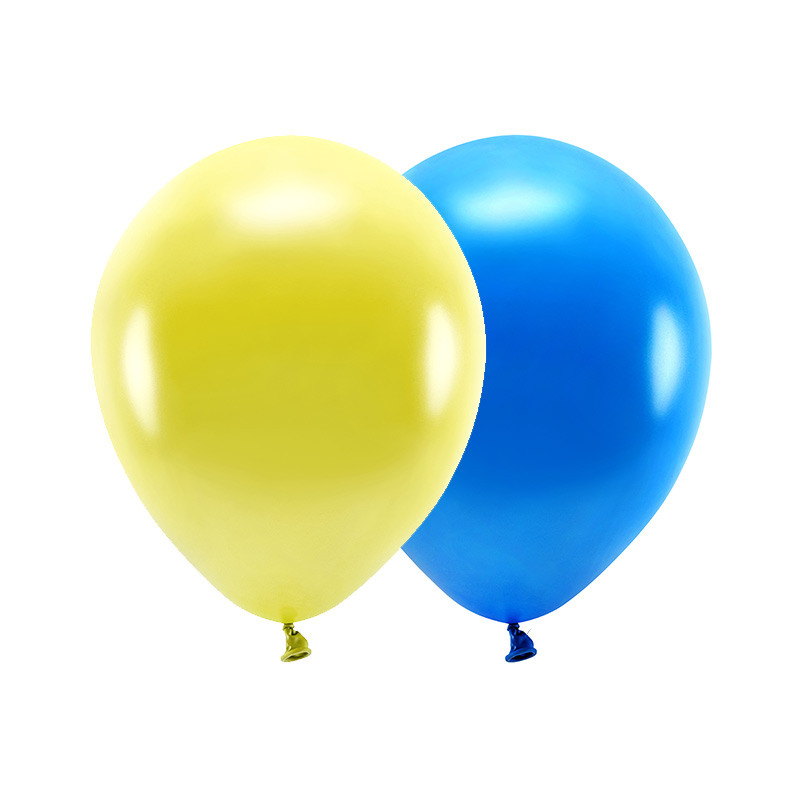 Ballong EKO, gul & blå mix, 100-pack