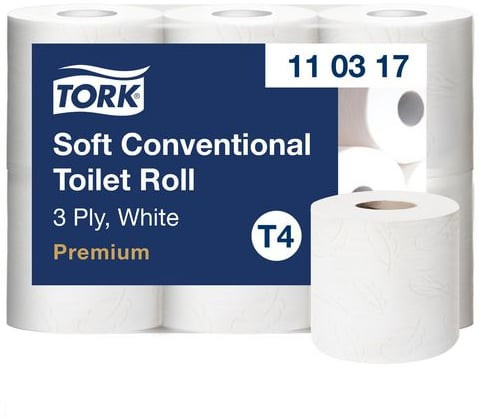 Alternativ bild 1 för Toiletpapir Tork T4 Premium Soft hvid 3-lags - (7 pakker x 6 ruller pr. karton)