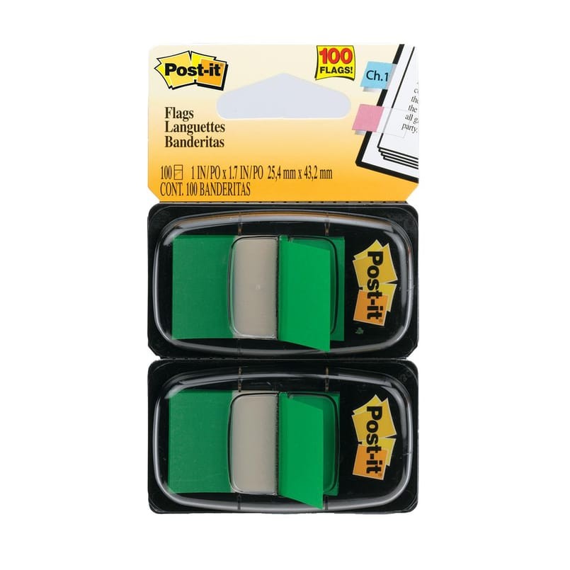 Märkflik Post-it Index 680 grön 2-pack