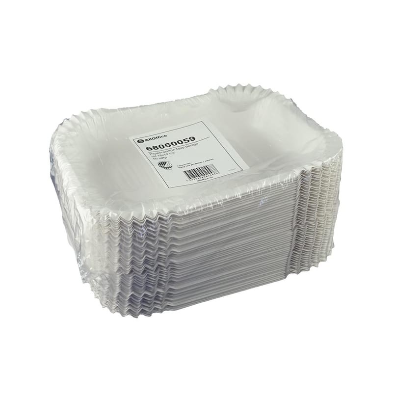 Papperstallrik Djup Belagd Vit 16x19cm, 50 st/fp