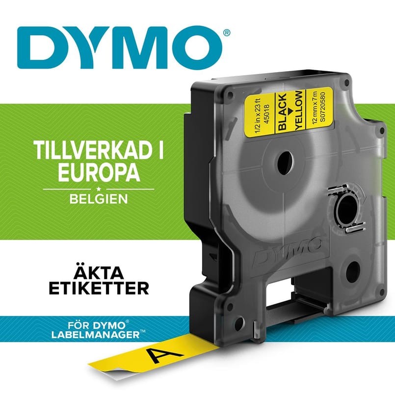 Alternativ bild 1 för Dymo Tape D1 12mm svart på gul