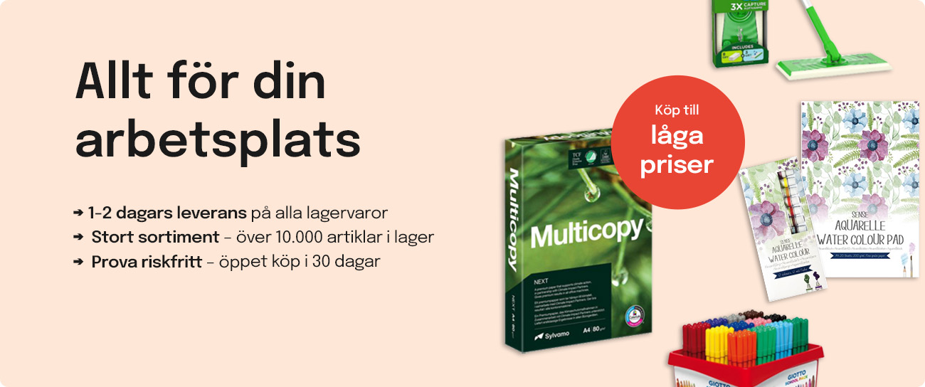 Kontorsmaterial - Köp ur ett komplett sortiment för kontor, lager, städning och lokalvård med personlig service och snabba leveranser