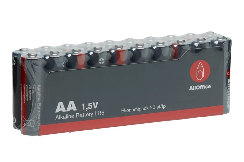 Batteri AllOffice Alkaline LR6 AA 1,5V, 20 st/fp