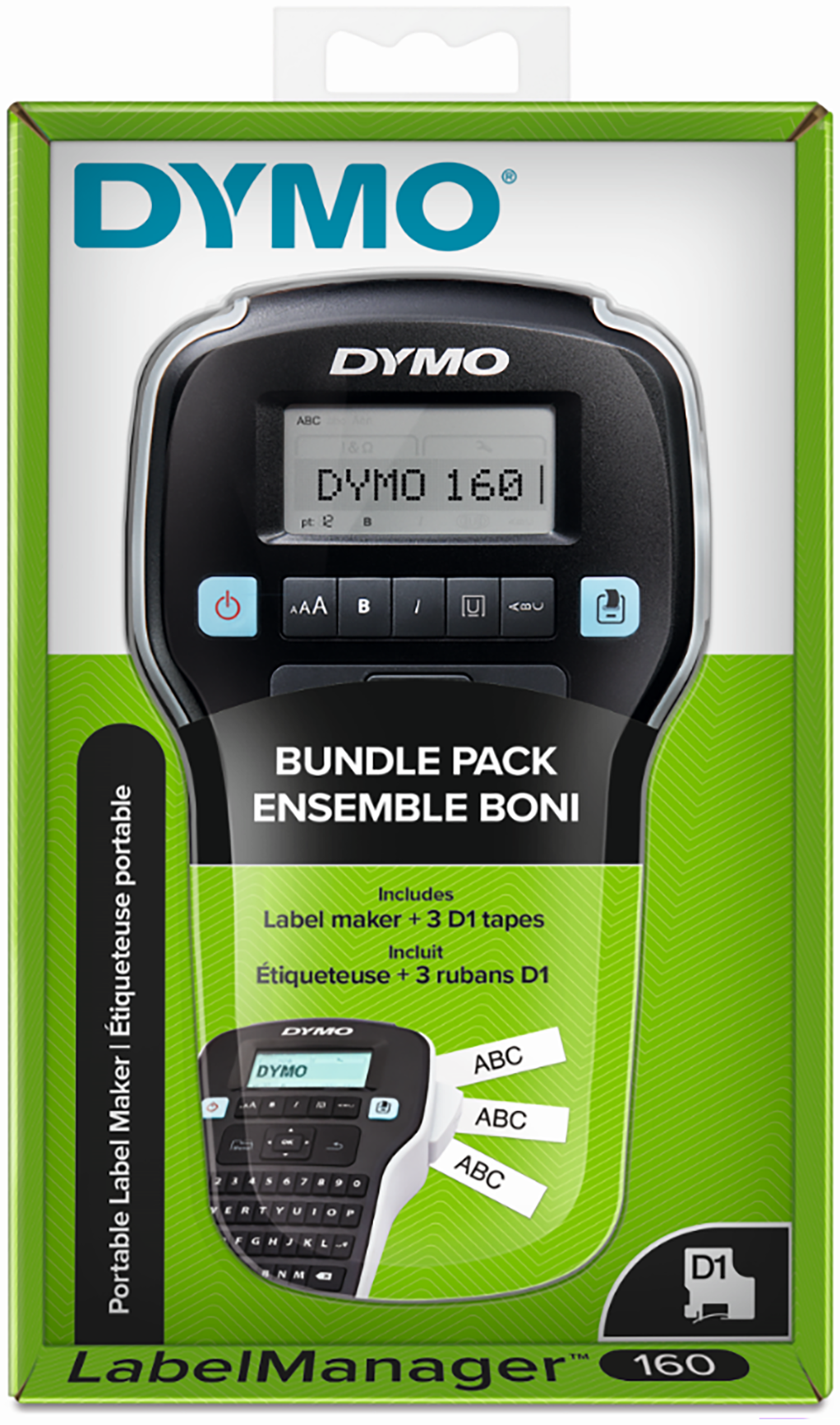 Alternativ bild 0 för DYMO® LabelManager™ 160 - Value Pack - 3x D1 12 mm tape