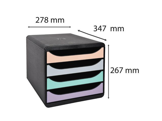 Alternativ bild 1 för Exacompta Blankettbox BIGBOX 4 lådor svart och pastell