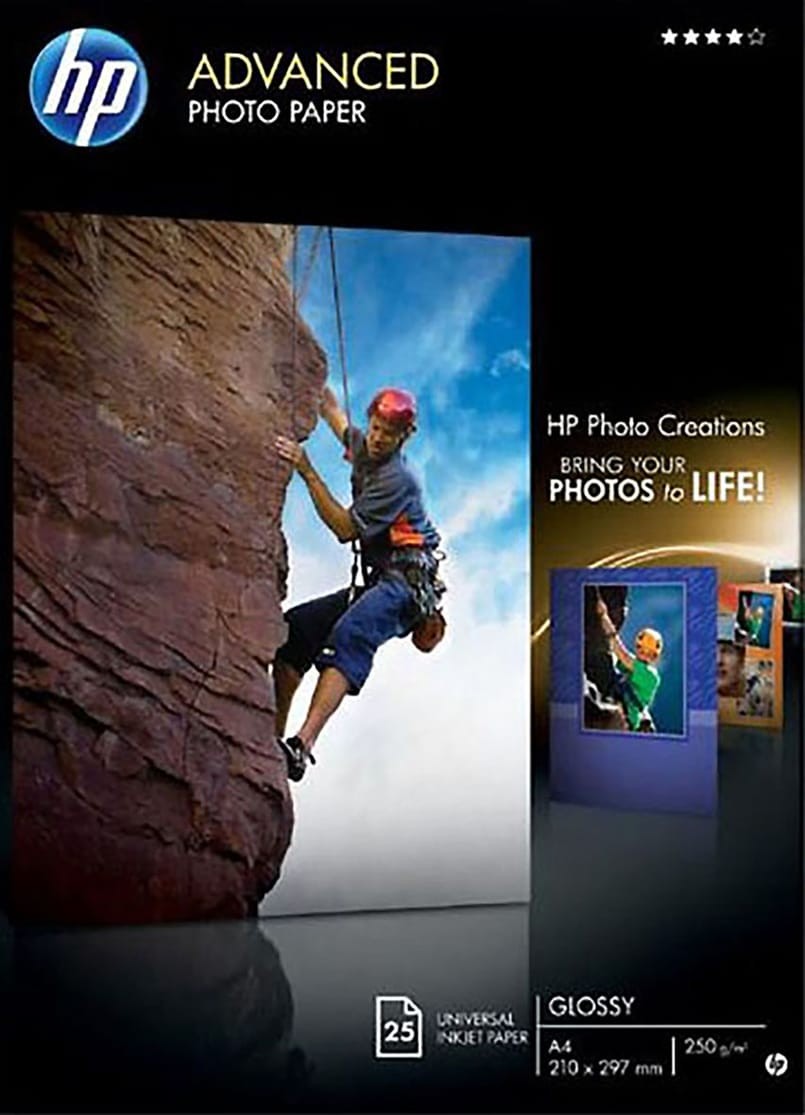 Bläckstrålepapper HP Foto Glossy Q5456A A4 250g, 25 st/fp