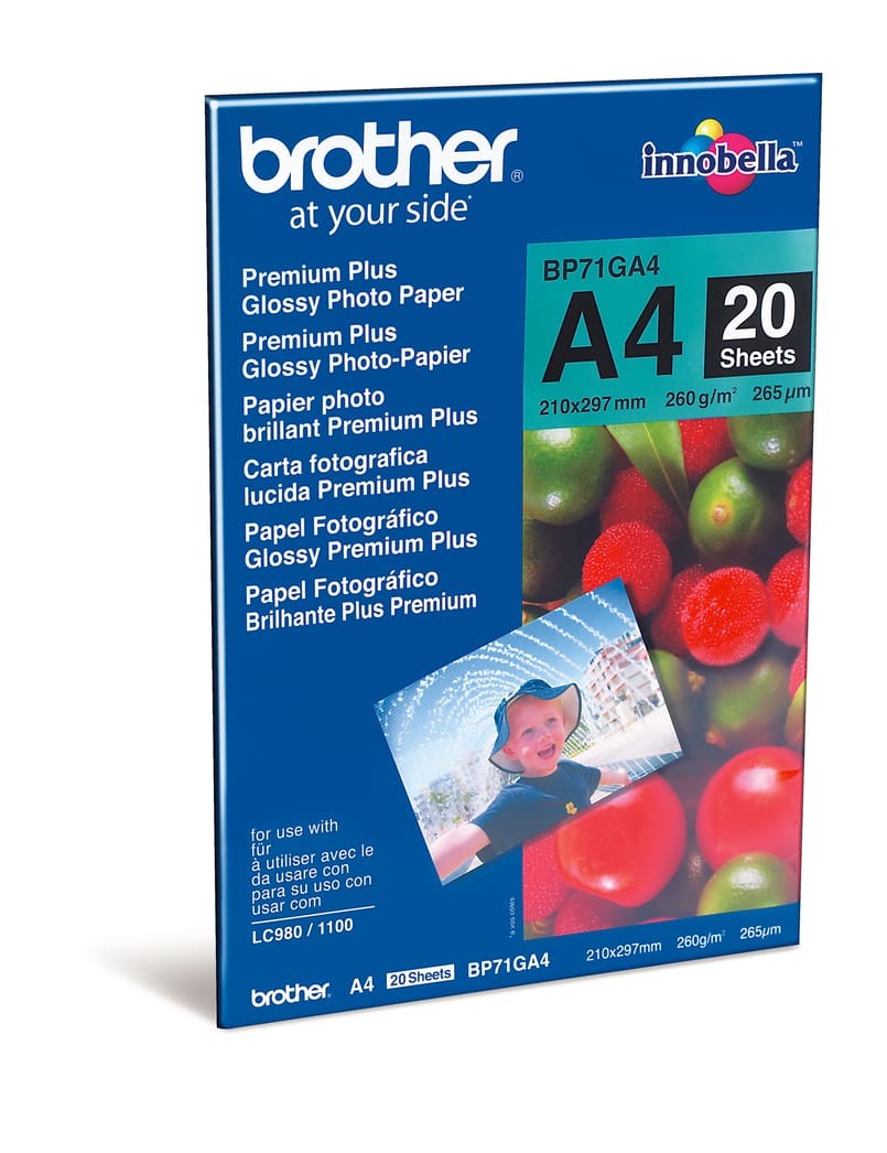 Bläckstrålepapper Brother Foto Glossy BP71GA A4 260g, 20 st/fp