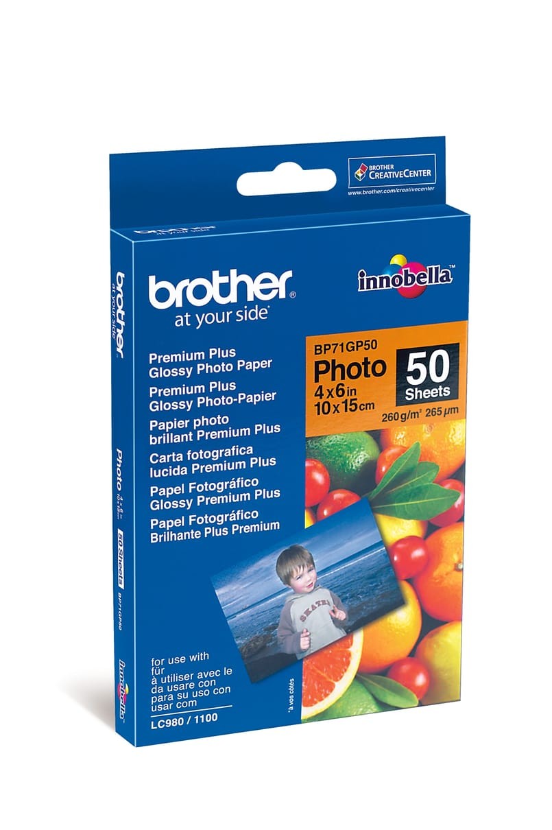 Bläckstrålepapper Brother Foto Glossy BP71GP5 10x15cm 260g, 50 st/fp
