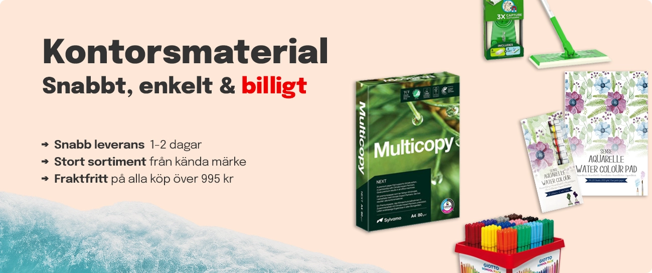 Kontorsmaterial - Köp ur ett komplett sortiment för kontor, lager, städning och lokalvård med personlig service och snabba leveranser