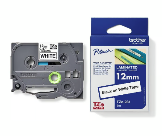 Alternativ bild 0 för Brother TZe-tejp 12 mm 8 meter Svart på vitt