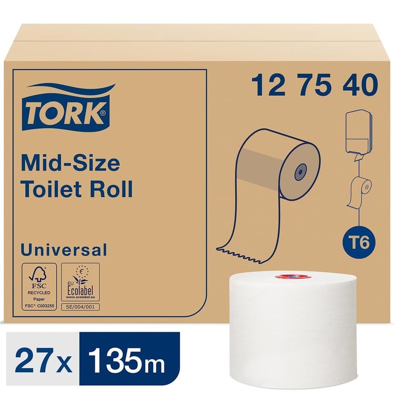 Alternativ bild 0 för Toalettpapper T6 Tork Universal 1-lagigt 127540 (låda med 27 rullar)