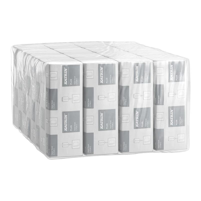 Alternativ bild 0 för KATRIN Pappershandduk Plus C-Fold 2-lagers vit