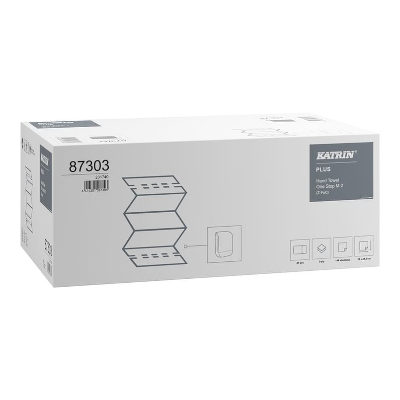 Alternativ bild 1 för KATRIN Pappershandduk Plus Z-vikt One Stop M 2-lagers vit