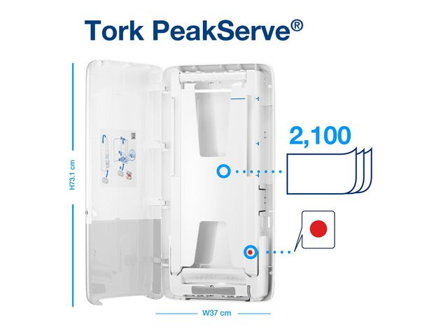 Alternativ bild 1 för Dispenser Tork H5 PeakServe® Continuous™ hvid - til håndklædeark